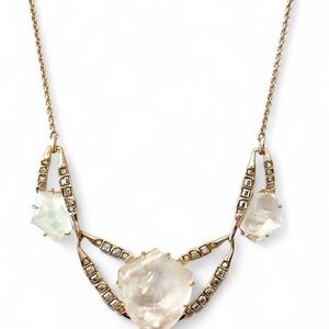 Alexis Bittar Gold and White luminous crystal chunk  Necklace